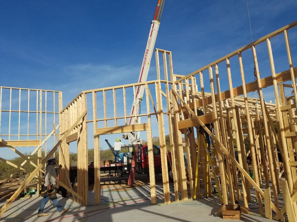STM Development crew framing a new structure on site in Tucson, AZ